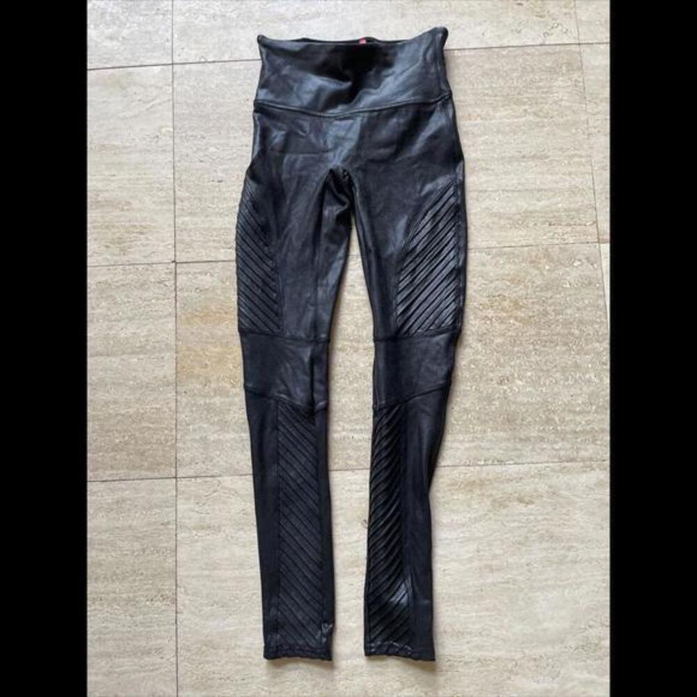 Spanx Womens‎ Black Shimmer Leggings High Rise Stretch Pull On Size S
